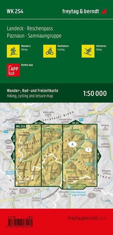 Produktbild: Freytag & berndt Wanderkarte WK 254 Landeck - Reschenpass, Paznaun - Samnaungruppe 1:50.000
