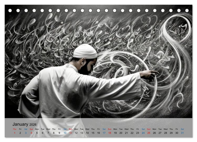 Produktbild: Arabic floating calligraphy as artwork (Desk Calendar 2026 DIN A5 landscape), CALVENDO 12 Month DeskCalendar