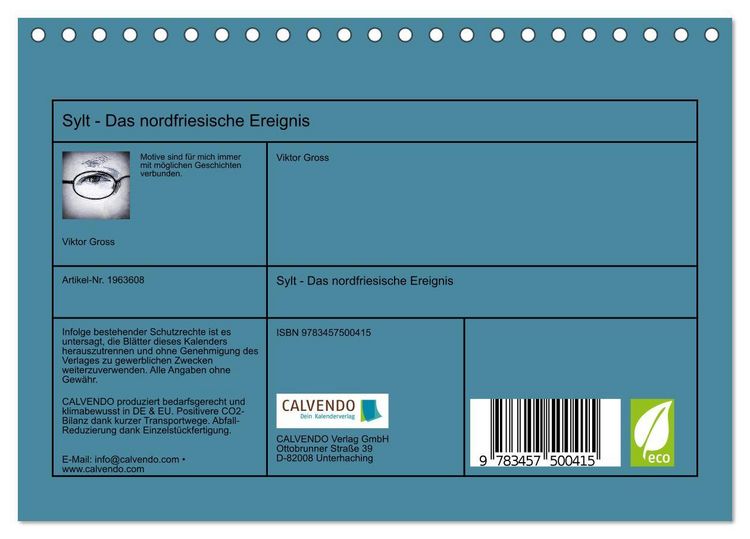 Produktbild: Sylt - Das nordfriesische Ereignis (Tischkalender 2026 DIN A5 quer), CALVENDO Monatskalender