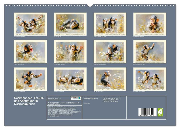 Produktbild: Schimpansen. Freude und Abenteuer im Dschungelreich (hochwertiger Premium Wandkalender 2027 DIN A2 quer), Kunstdruck in Hochglanz