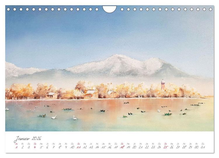Produktbild: Oberbayerns Seen in Farbe - mit Pinsel und Farbe an den Ufern bayerischer Seen (Wandkalender 2026 DIN A4 quer), CALVENDO Monatskalender