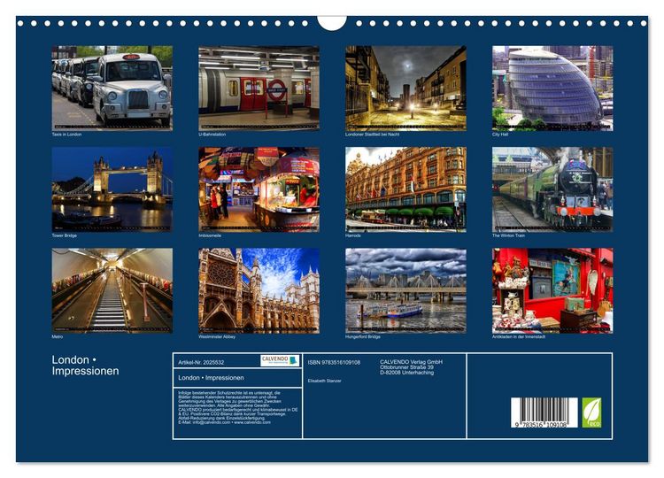 Produktbild: London &bull; Impressionen (Wandkalender 2026 DIN A3 quer), CALVENDO Monatskalender