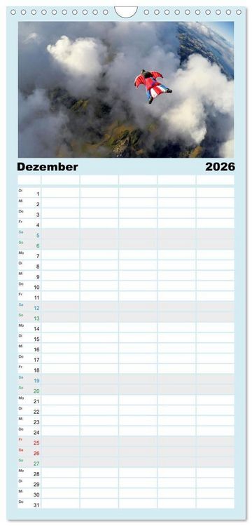 Produktbild: Familienplaner 2026 - Base Jumping Adrenalin- Kick mit 5 Spalten (Wandkalender, 21 x 45 cm) CALVENDO