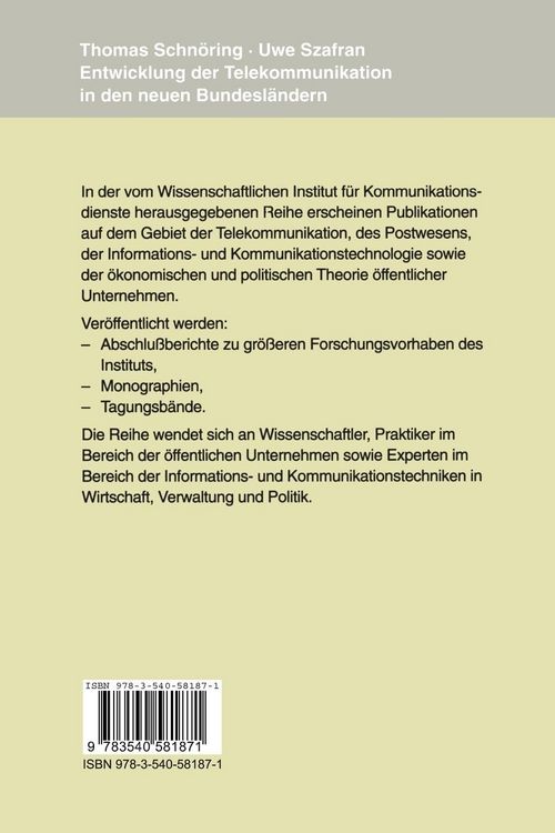 Produktbild: Entwicklung der Telekommunikation in den neuen Bundesl&auml;ndern