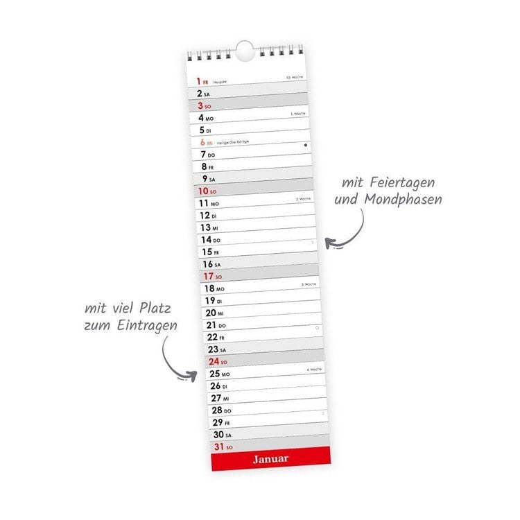 Produktbild: TR&Ouml;TSCH - Streifenkalender Mini Rot 2027