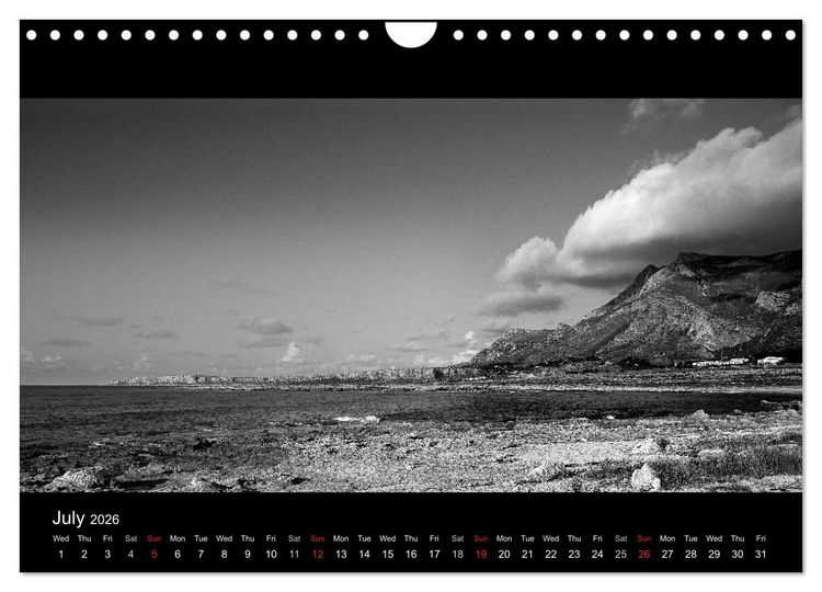 Produktbild: Black and White Sicily (Wall Calendar 2026 DIN A4 landscape), CALVENDO 12 Month Wall Calendar