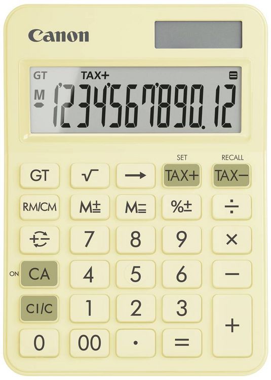 Produktbild: Canon LS-125KB-PYL Taschenrechner Pastell-Gelb Display (Stellen): 12 batteriebetrieben, solarbetrieben (B x H x T) 106 x 25 x 147 mm