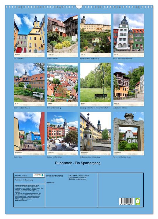 Produktbild: Rudolstadt - Ein Spaziergang (Wandkalender 2026 DIN A2 hoch), CALVENDO Monatskalender