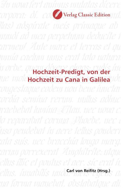 Produktbild: Hochzeit-Predigt, von der Hochzeit zu Cana in Galilea