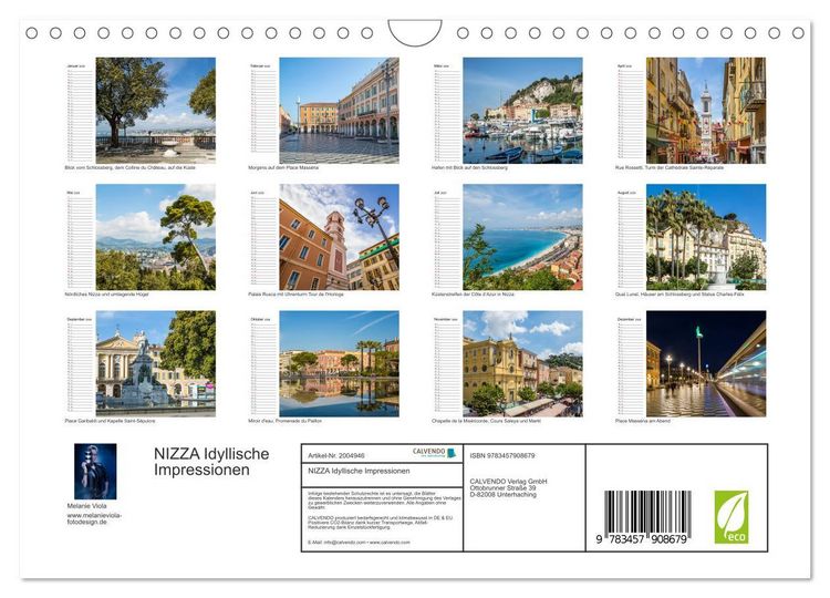 Produktbild: NIZZA Idyllische Impressionen (Wandkalender 2026 DIN A4 quer), CALVENDO Monatskalender