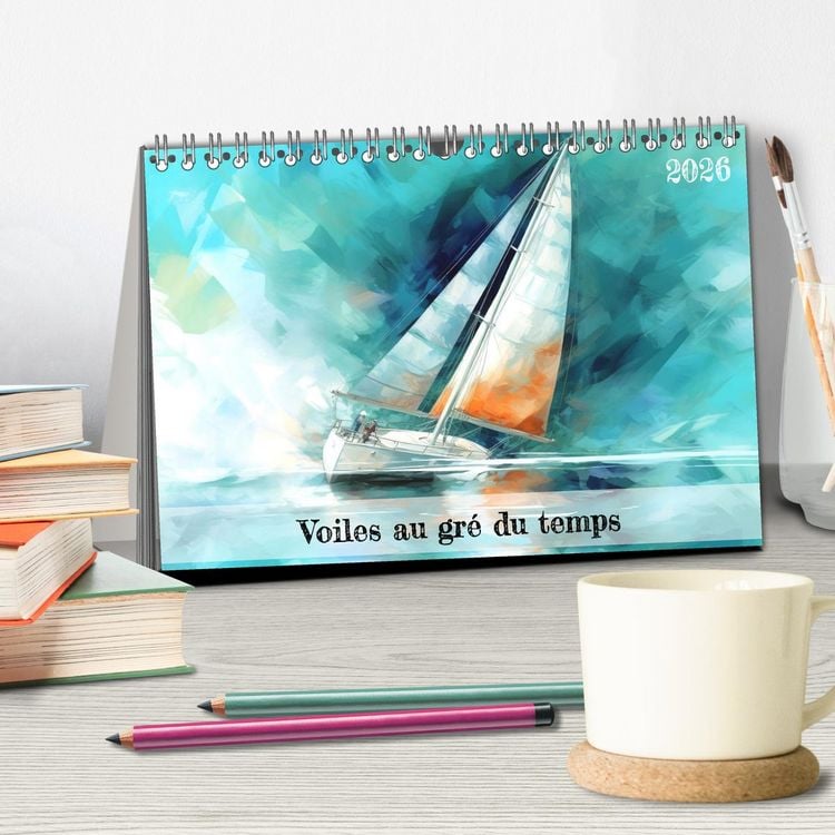 Produktbild: Voiles au gr&eacute; du temps (Calendrier de bureau 2026 DIN A5 vertical), CALVENDO calendrier mensuel