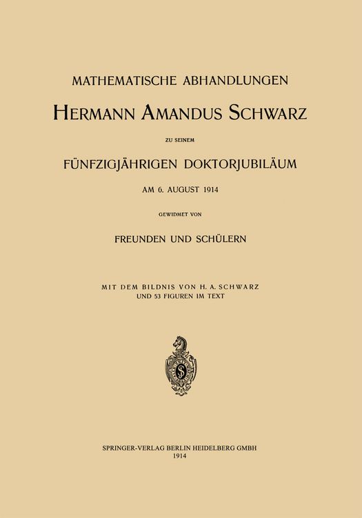 Produktbild: Mathematische Abhandlungen Hermann Amandus Schwarz