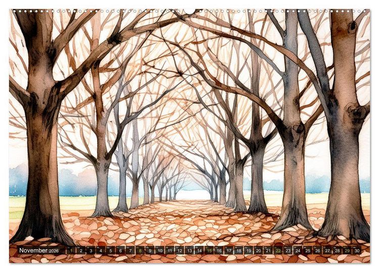 Produktbild: Die Natur in Aquarellbildern (Wandkalender 2026 DIN A2 quer), CALVENDO Monatskalender