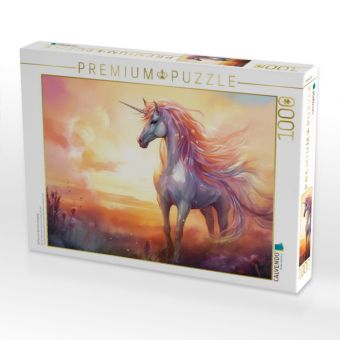 Produktbild: CALVENDO Puzzle Einhorn im Sonnenuntergang | 1000 Teile Lege-Gr&ouml;&szlig;e 64x48cm Foto-Puzzle f&uuml;r gl&uuml;ckliche Stunden