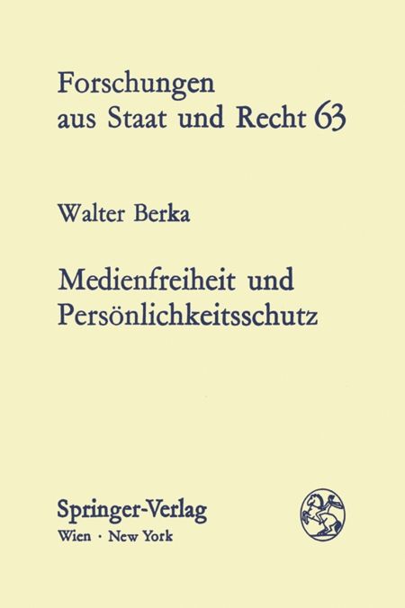 Produktbild: Medienfreiheit und Pers&ouml;nlichkeitsschutz