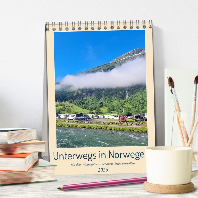 Produktbild: Unterwegs in Norwegen - Mit dem Wohnmobil an sch&ouml;nen Orten verweilen (Tischkalender 2026 DIN A5 hoch), CALVENDO Monatskalender