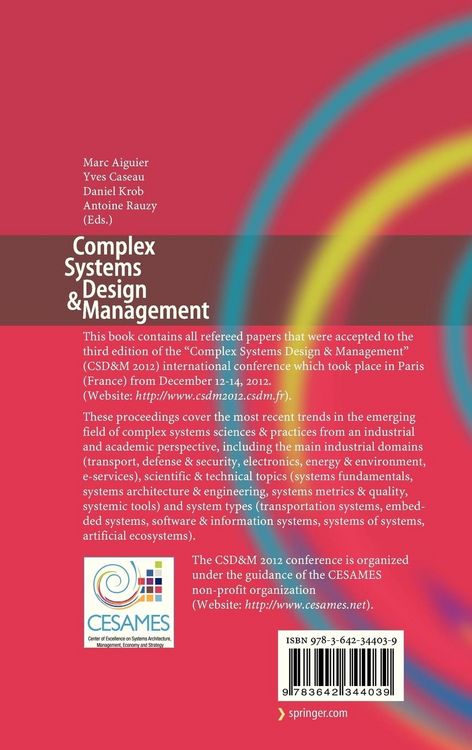 Produktbild: Complex Systems Design & Management