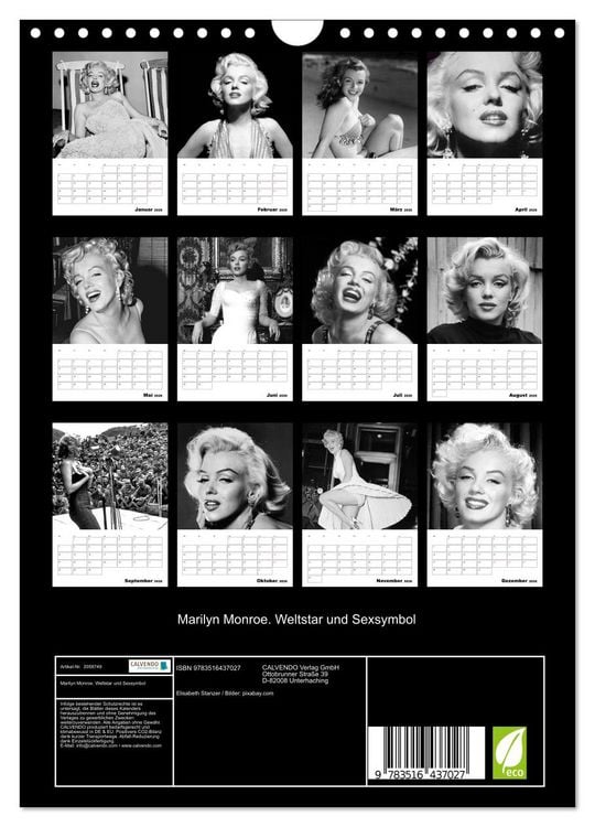 Produktbild: Marilyn Monroe. Weltstar und Sexsymbol (Wandkalender 2026 DIN A4 hoch), CALVENDO Monatskalender