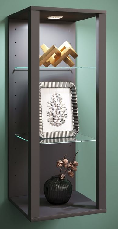 Produktbild: Holz Glas Wandvitrine Wandregal Glasol MW