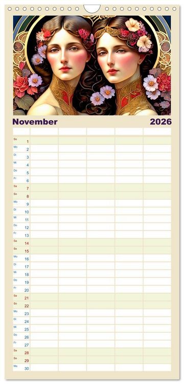Produktbild: Familienplaner 2026 - Art Deco Freundinnen mit 5 Spalten (Wandkalender, 21 x 45 cm) CALVENDO