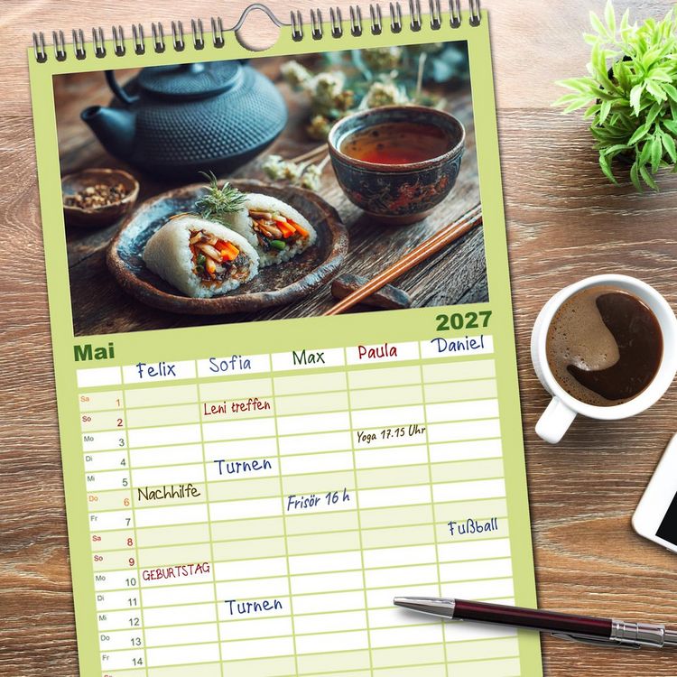 Produktbild: Familienplaner 2027 - Genussmomente. Streifzug durch die japanische K&uuml;che mit 5 Spalten (Wandkalender, 21 x 45 cm) CALVENDO