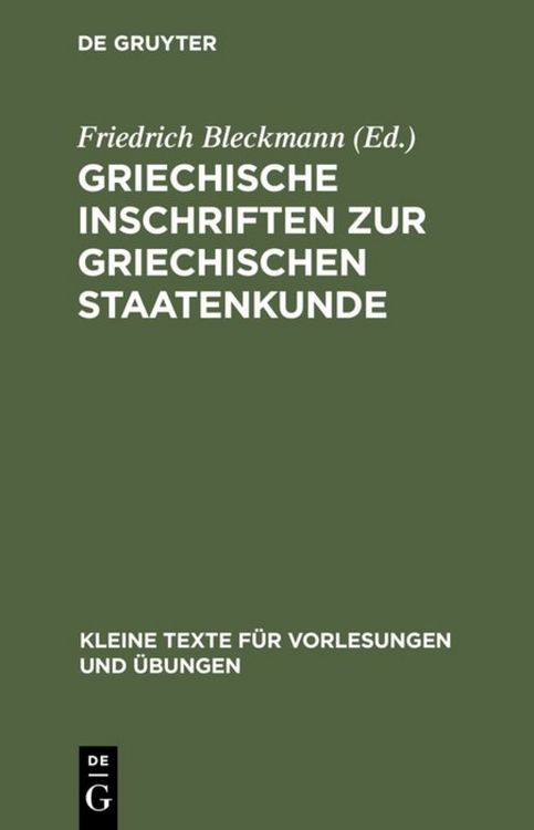 Produktbild: Griechische Inschriften zur griechischen Staatenkunde