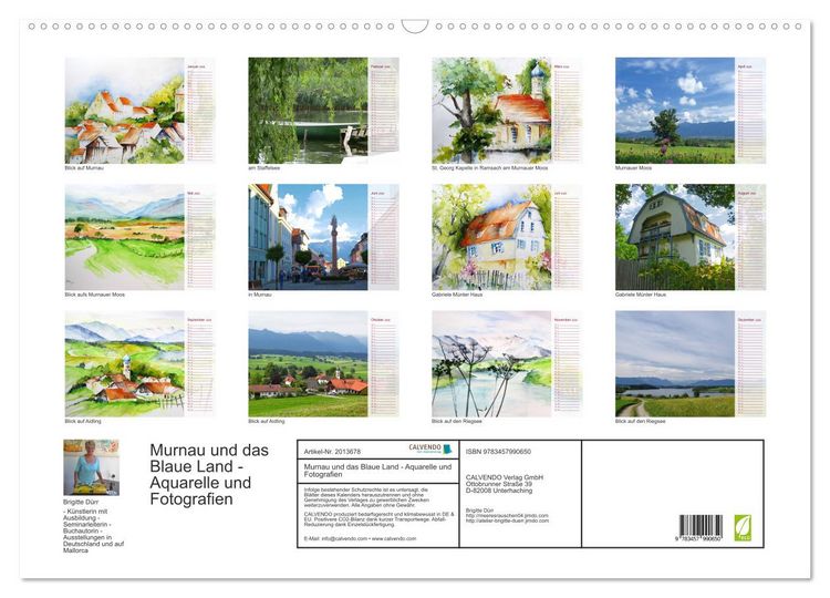Produktbild: Murnau und das Blaue Land - Aquarelle und Fotografien (Wandkalender 2026 DIN A2 quer), CALVENDO Monatskalender