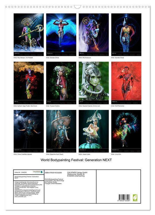 Produktbild: World Bodypainting Festival: Generation NEXT (Wandkalender 2026 DIN A2 hoch), CALVENDO Monatskalender