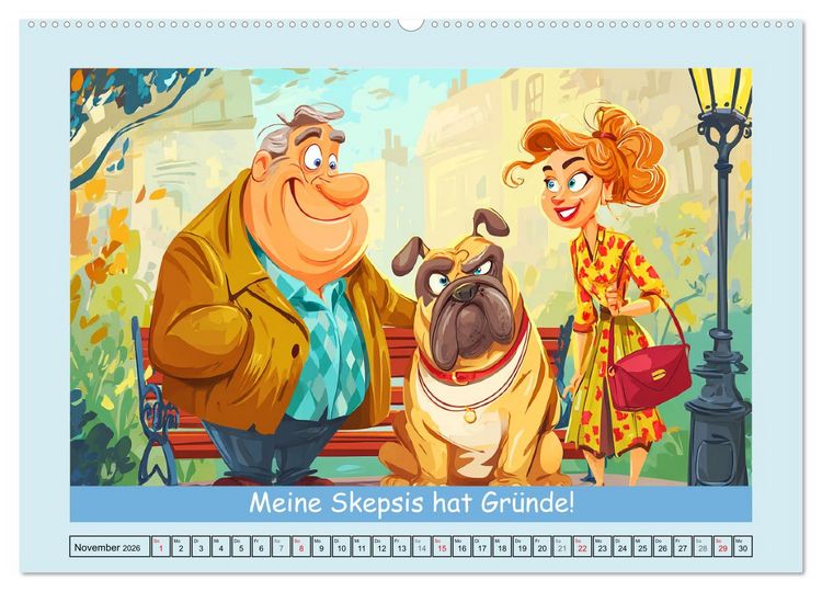 Produktbild: Hund und Herrchen. Zu zweit allein im Chaos (hochwertiger Premium Wandkalender 2026 DIN A2 quer), Kunstdruck in Hochglanz