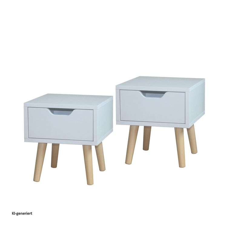 Produktbild: HTI-Living HTI-Living Nachttisch 1 Schublade 2er-Set Thekla Wei&szlig;