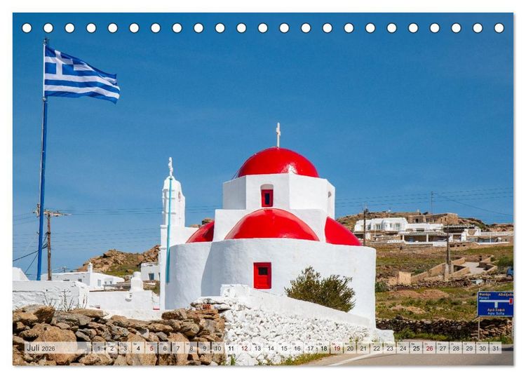 Produktbild: Mykonos - Natur, Meer und wei&szlig;e W&auml;nde (Tischkalender 2026 DIN A5 quer), CALVENDO Monatskalender