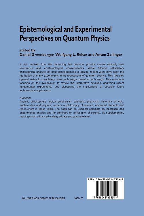 Produktbild: Epistemological and Experimental Perspectives on Quantum Physics