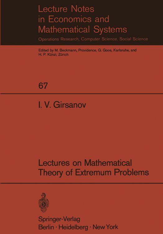 Produktbild: Lectures on Mathematical Theory of Extremum Problems
