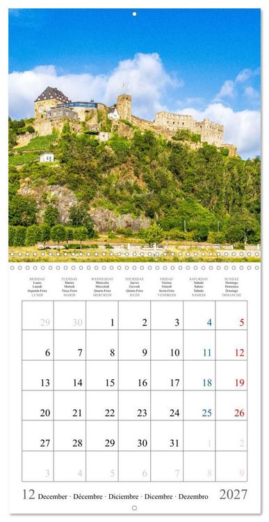 Produktbild: German castles and palaces on the Upper Middle Rhine Part One (Wall Calendar 2027 12 &times; 12 Inch) CALVENDO 12 Month Wall Calendar