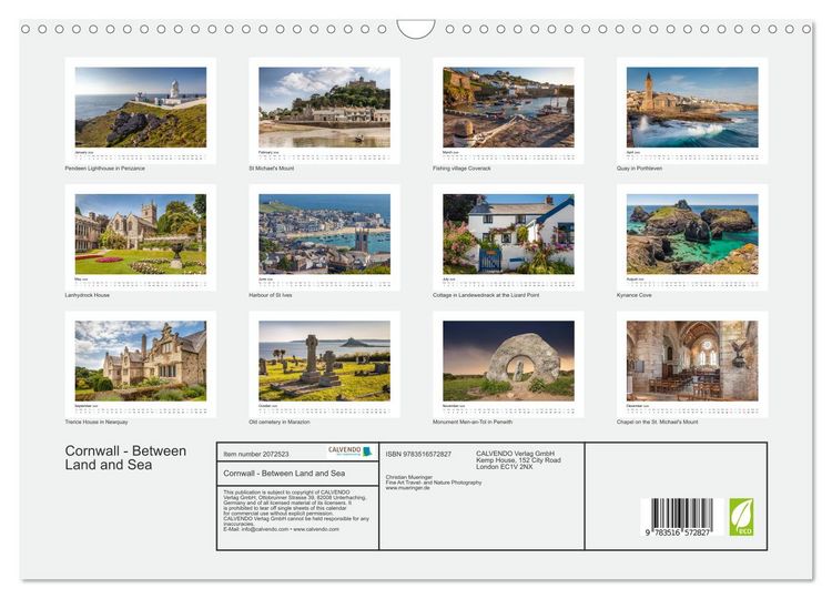 Produktbild: Cornwall - Between Land and Sea (Wall Calendar 2026 DIN A3 landscape), CALVENDO 12 Month Wall Calendar