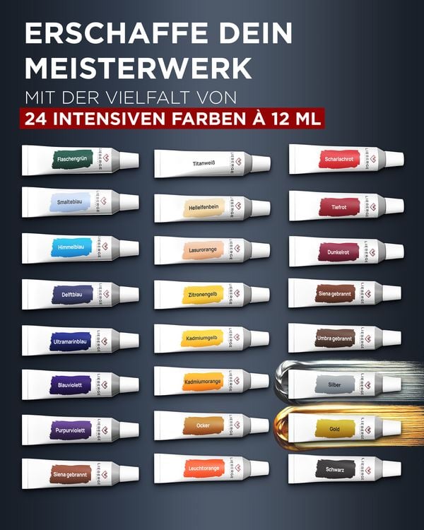 Produktbild: LIEBERGE Acrylfarben-Set &brvbar; 24 Farben &agrave; 12ml