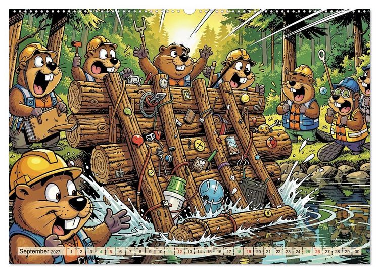 Produktbild: Lustige Biber - Comic (hochwertiger Premium Wandkalender 2027 DIN A2 quer), Kunstdruck in Hochglanz