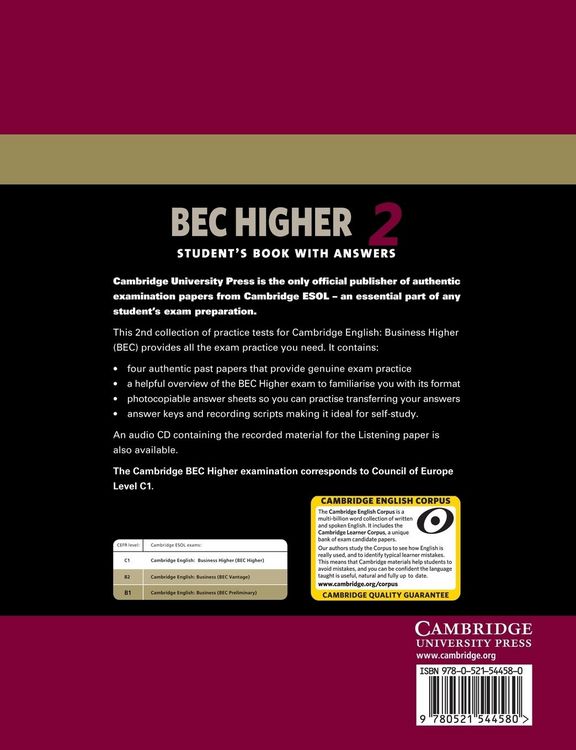 Produktbild: Cambridge BEC Higher 2 Student's Book with Answers