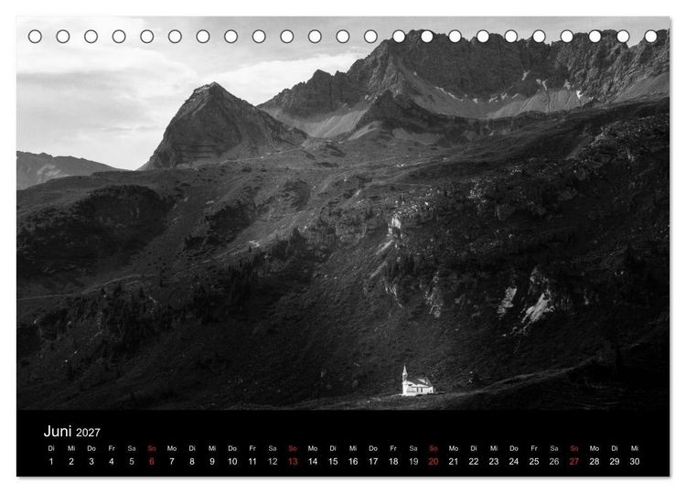Produktbild: BERGE IN SCHWARZ WEISS (Tischkalender 2027 DIN A5 quer), CALVENDO Monatskalender