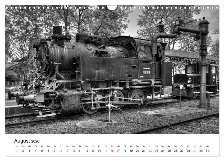 Produktbild: Unter Dampf - Eisenbahnromantik in schwarz-wei&szlig; (Wandkalender 2026 DIN A3 quer), CALVENDO Monatskalender