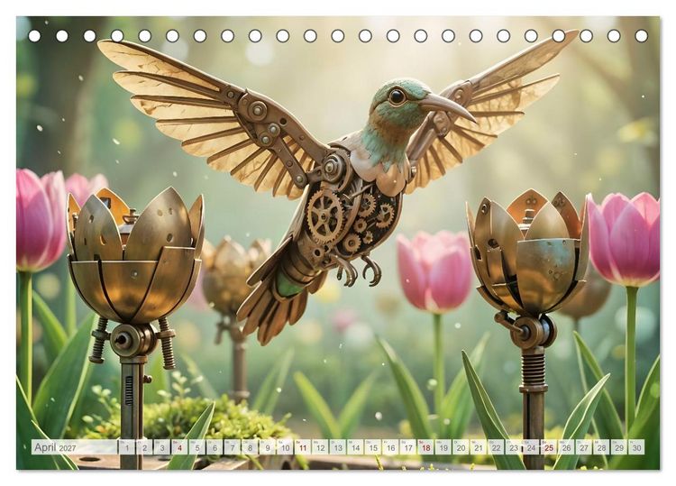 Produktbild: Der Garten der stillen Zahnr&auml;der - Ein Jahr zwischen Bl&uuml;ten, Mechanik und leiser Magie (Tischkalender 2027 DIN A5 quer), CALVENDO Monatskalender
