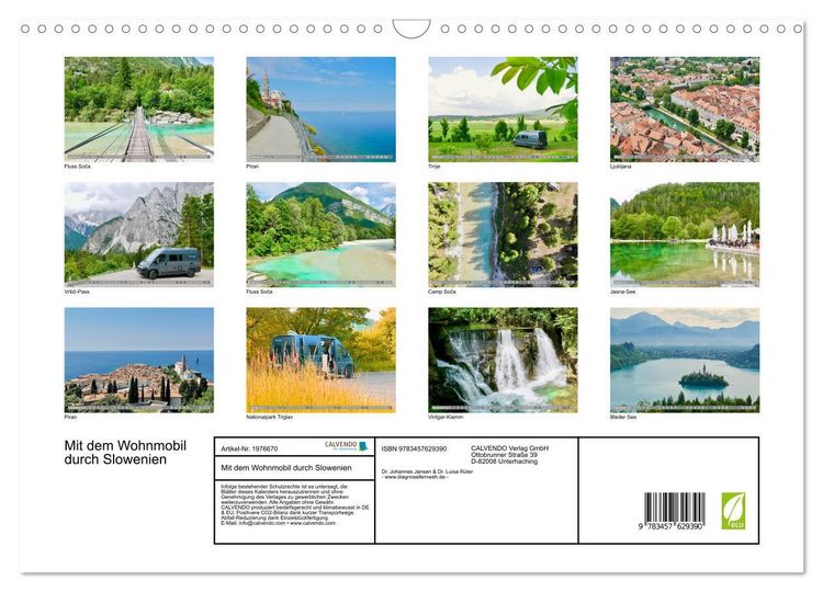 Produktbild: Mit dem Wohnmobil durch Slowenien (Wandkalender 2026 DIN A3 quer), CALVENDO Monatskalender