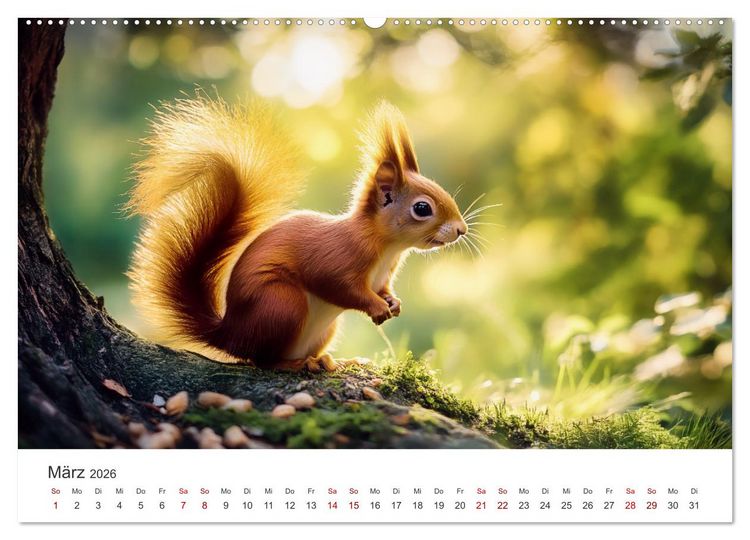 Produktbild: Das geheime Leben der Eichh&ouml;rnchen - Ein Jahr zwischen Baumwipfeln und Nussverstecken (hochwertiger Premium Wandkalender 2026 DIN A2 quer), Kunstdruck in Hochglanz