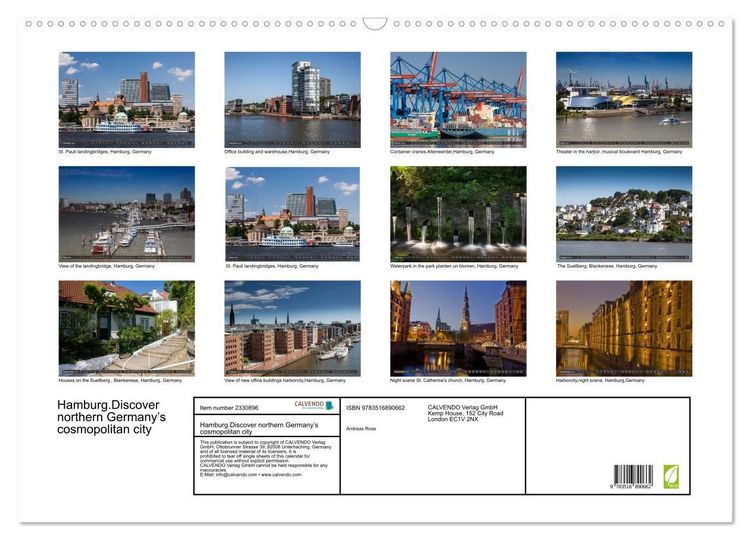 Produktbild: Hamburg.Discover northern Germany&rsquo;s cosmopolitan city (Wall Calendar 2027 DIN A2 landscape), CALVENDO 12 Month Wall Calendar