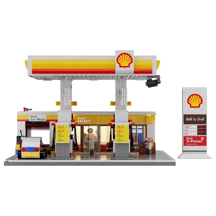 Produktbild: CaDA Shell Tankstelle mit Shop und Waschanlage Bricks