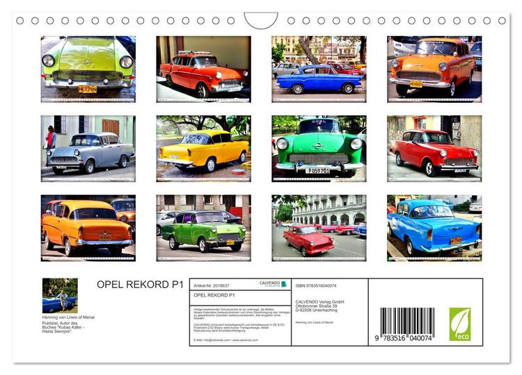 Produktbild: OPEL REKORD P1 (Wandkalender 2026 DIN A4 quer), CALVENDO Monatskalender