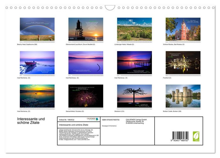Produktbild: Interessante und sch&ouml;ne Zitate (Wandkalender 2026 DIN A3 quer), CALVENDO Monatskalender