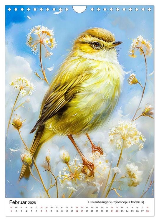Produktbild: Heimische V&ouml;gel - Singv&ouml;gel zwischen Bl&uuml;ten und Beeren (Wandkalender 2026 DIN A4 hoch), CALVENDO Monatskalender