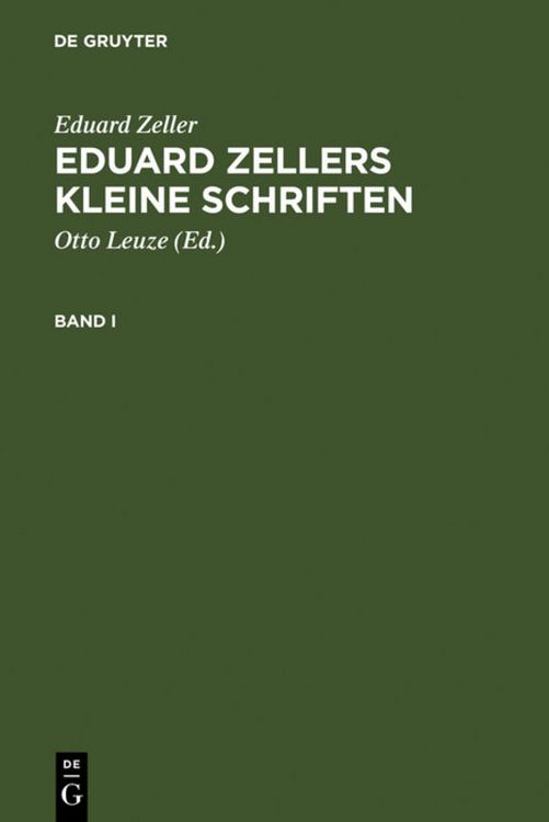 Produktbild: Eduard Zellers Kleine Schriften