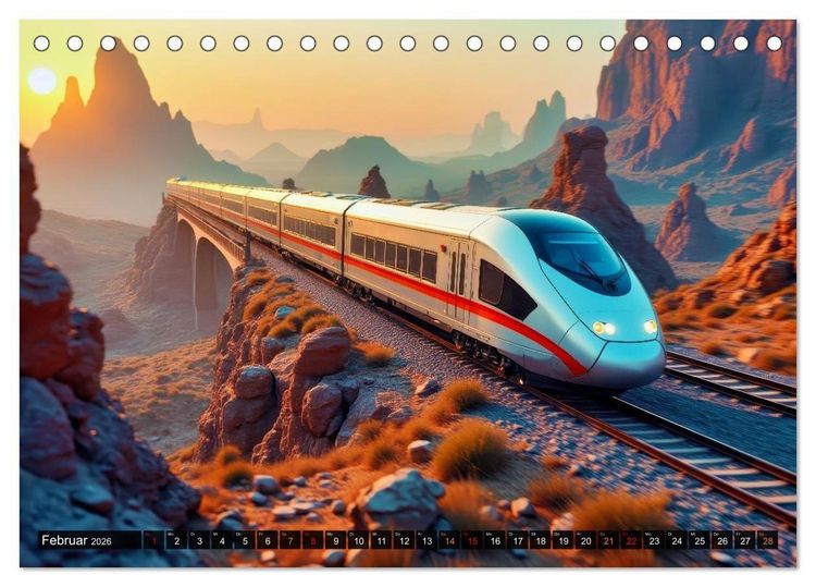 Produktbild: Futuristische Z&uuml;ge (Tischkalender 2026 DIN A5 quer), CALVENDO Monatskalender